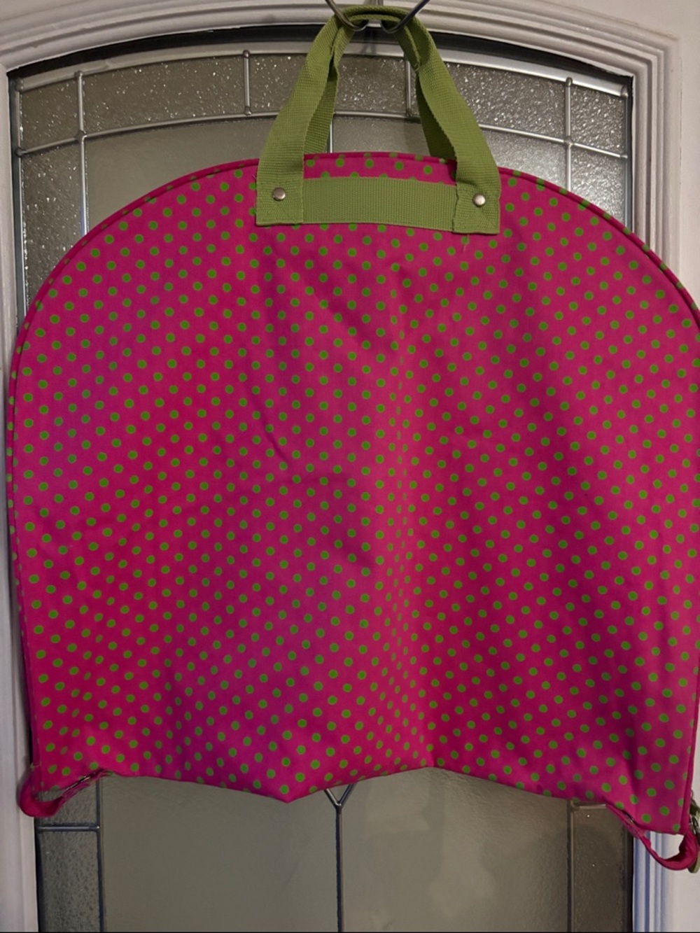 Pink & Lime Polka Dot Travel Garment Bag - Stylish Women’s Carry Case - Picture 2 of 5